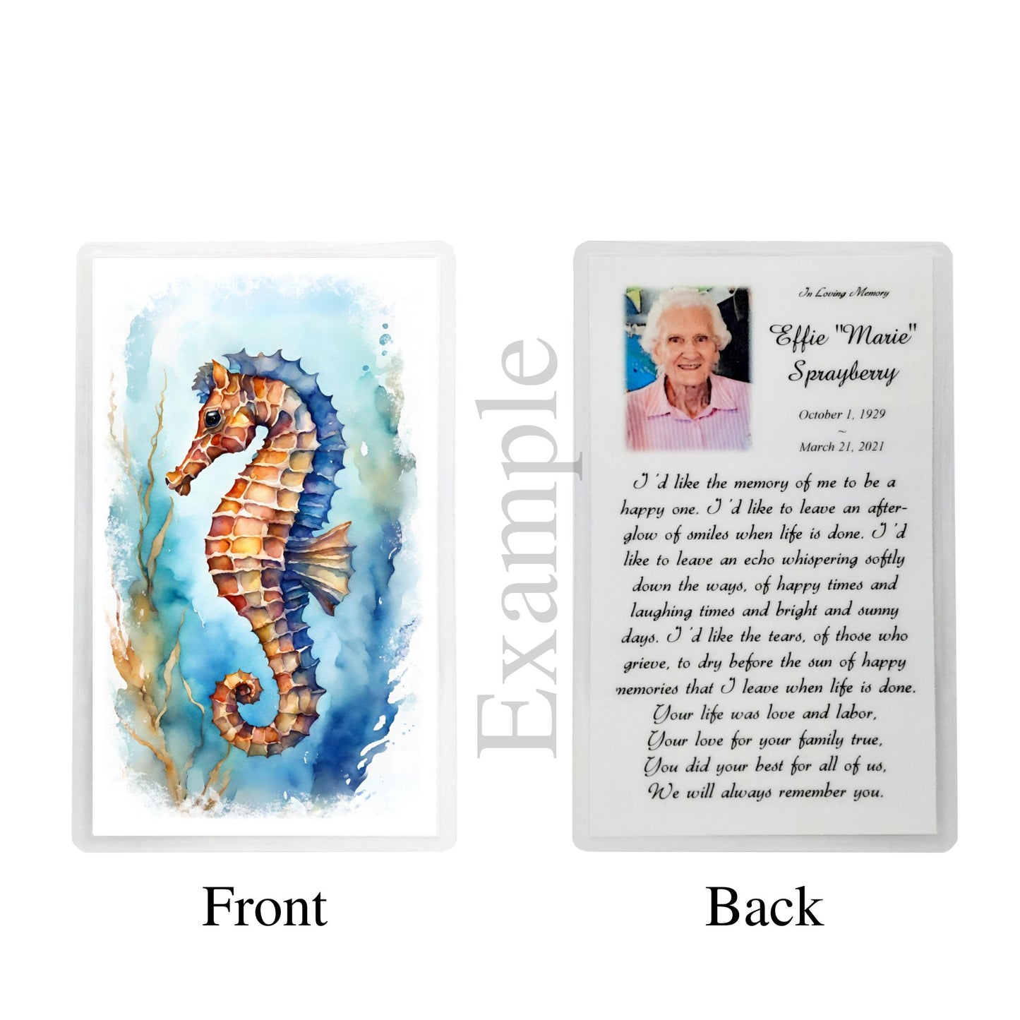 Florida Seahorse Memorial Prayer Cards