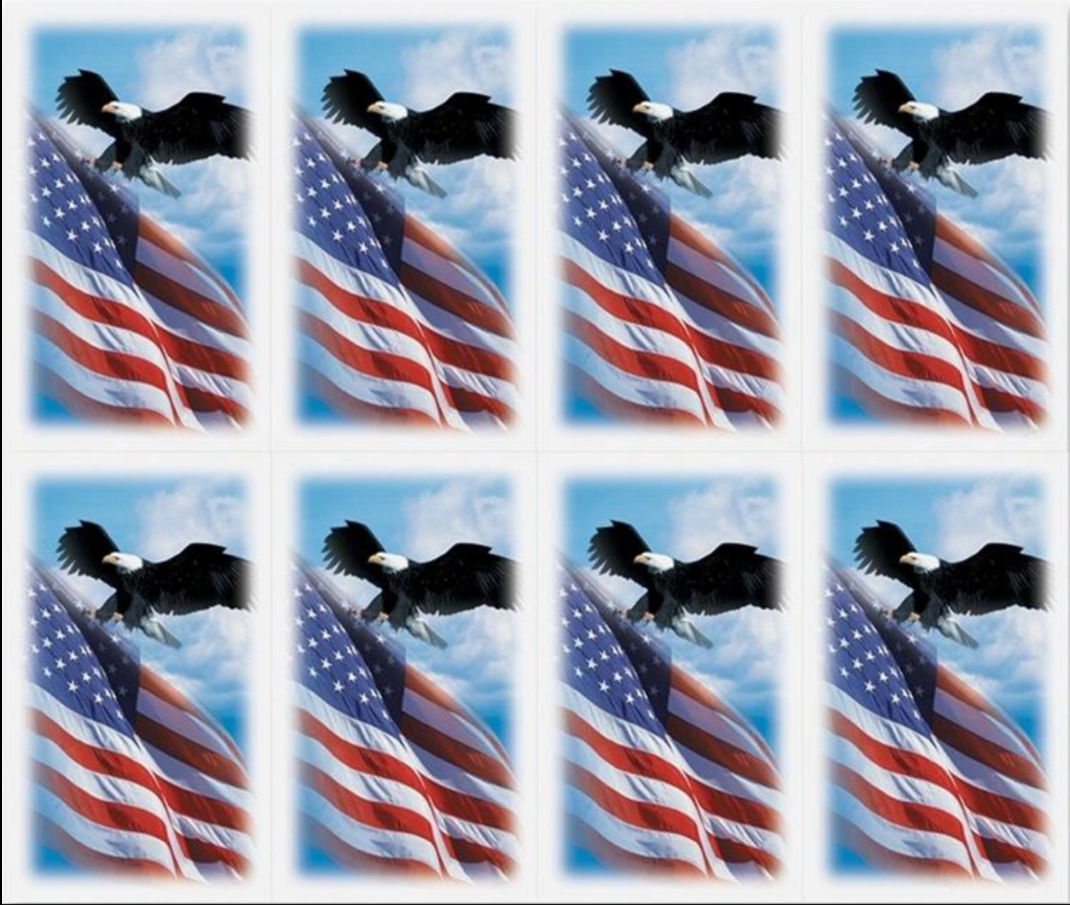 Personalized Custom Laminated Funeral Celebration of Life Patriot Veteran American Flag Eagle In Memory Prayer Cards Set of 56