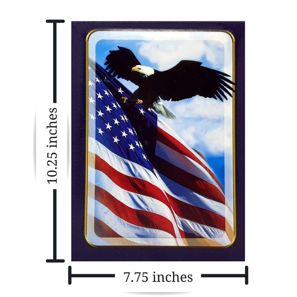 Personalized Custom Funeral Celebration of Life Patriot Veteran American Flag Eagle In Memory Guest Book Sizing 10.25" L x 7.75" W