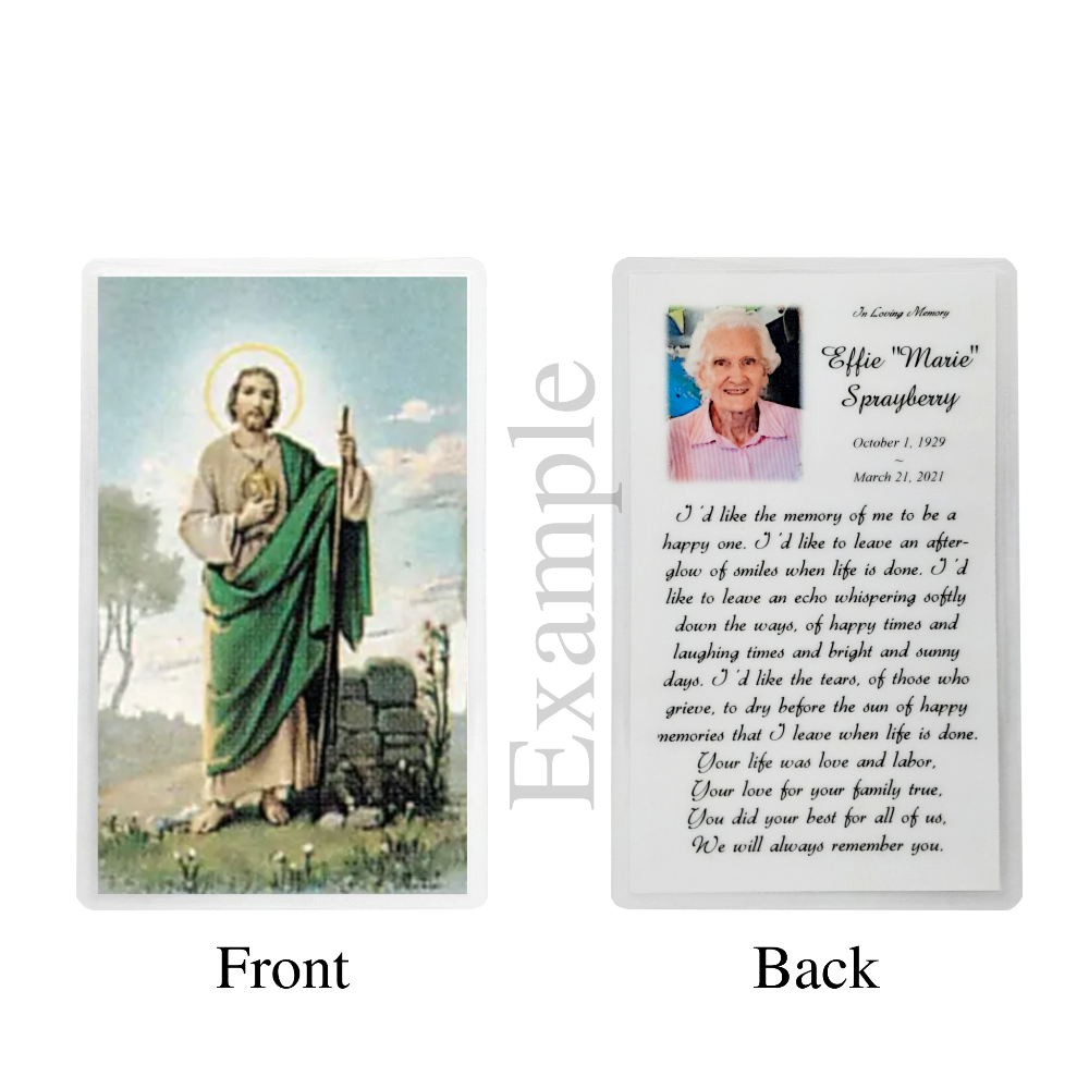 Engraved and Personalized - San good Judas Prayer Card