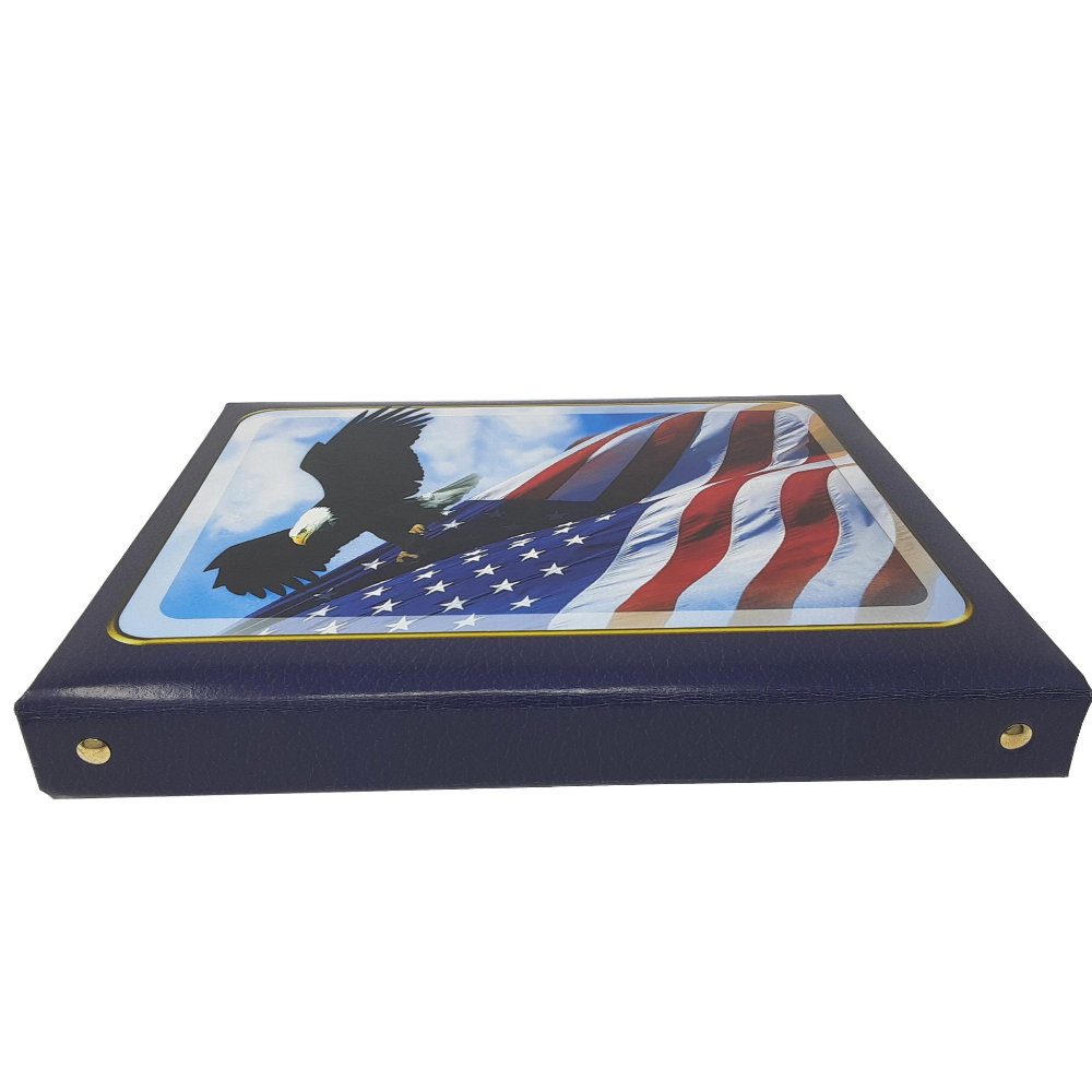 Personalized Custom Funeral Celebration of Life Patriot Veteran American Flag Eagle In Memory Guest Book side view